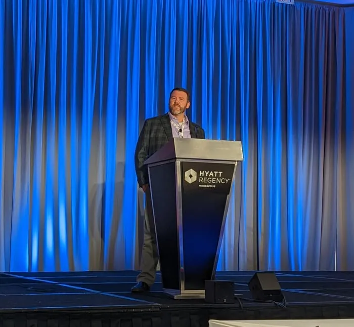 Voicebrook's Jesse Spates' presents a lecture at the 2022 AAPA conference.